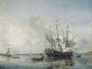 Nicolaas Baur Frigate 'Rotterdam' on the Meuse before Rotterdam Germany oil painting artist